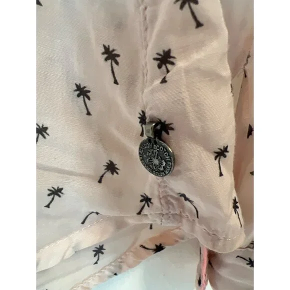 Maison Scotch Pink Palm Tree Patterned Button Blouse Size 2 - Picture 5 of 8